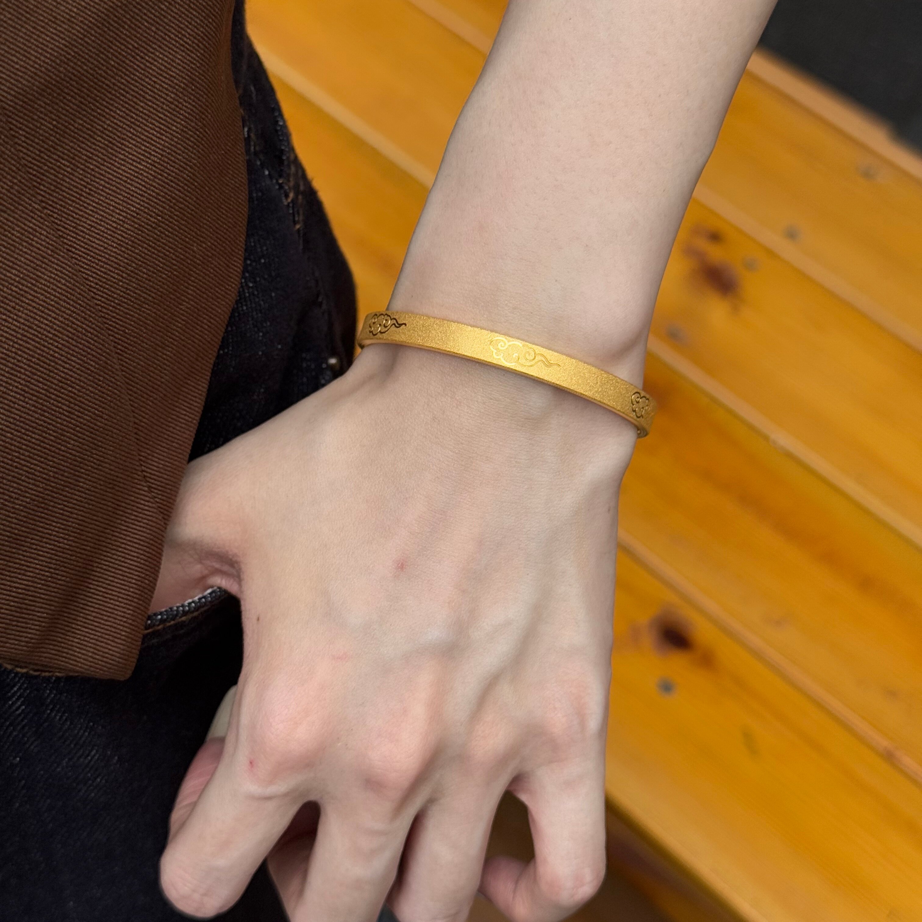 千夕 足金999星光祥云手镯黄金手镯女款七夕情人节生日礼物送女友