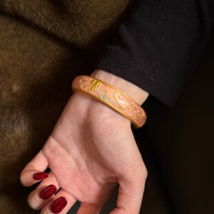 千夕 情人节生日礼物送女友 足金999星眠城堡手镯黄金手镯女款