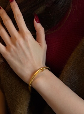 千夕 足金999双扣拉丝手镯黄金手镯女款情侣情人节生日礼物送女友