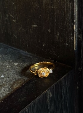 千夕足金999玫瑰转运戒指黄金戒指女送女友七夕情人节生日礼物