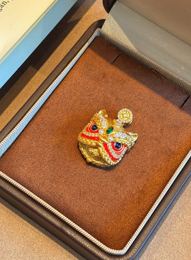 千夕 足金999招财醒狮黄金吊坠马年春节情人节生日礼物送女友