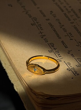 千夕足金9996D晴海之眼黄金戒指女款送女友七夕情人节生日礼物