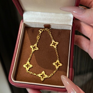 千夕 足金999双面飞镖五花手链黄金手饰女款情人节生日礼物送女友