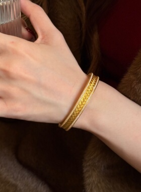 千夕 足金999花丝风雨桥手镯黄金手镯女情侣情人节生日礼物送女友