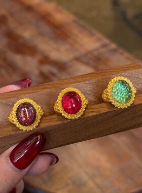 千夕足金999宫廷紫宝戒黄金戒指可爱女款情人节生日礼物送女友