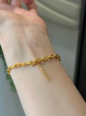 千夕 足金999满钻马蹄手链黄金手链女款七夕情人节生日礼物送女友