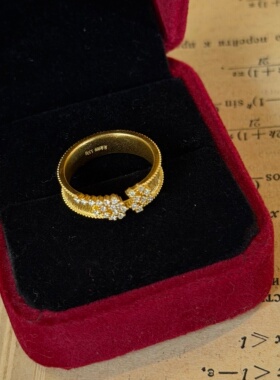 千夕足金999繁星戒指黄金戒指可爱女款情人节生日礼物送女友