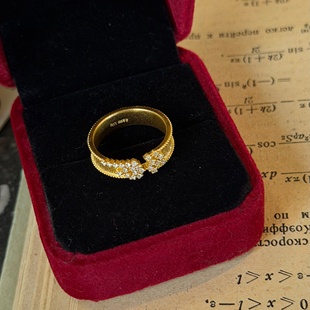 千夕足金999繁星戒指黄金戒指可爱女款情人节生日礼物送女友