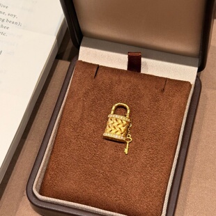 千夕 足金999编织锁钥吊坠黄金吊坠女款情人节生日礼物送女友老婆