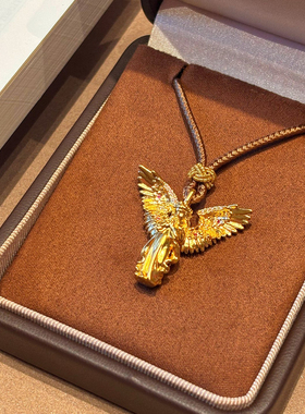千夕 足金999祈祷天使黄金项绳时尚春节情侣情人节生日礼物送女友