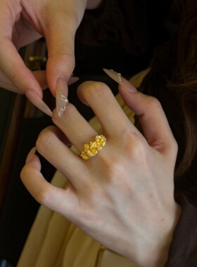 千夕 足金999金桂流芳戒黄金戒指女款求婚情人节生日礼物送女友