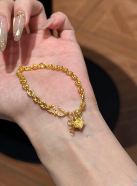 千夕 足金999把把胡手链黄金手链手饰女款情人节生日礼物送女友