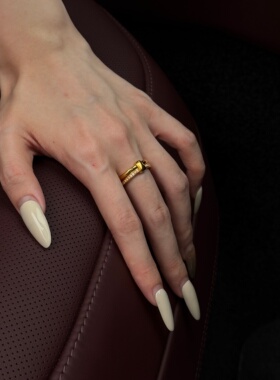 千夕 足金999半星扣梦戒黄金戒指女款求婚情人节生日礼物送女友