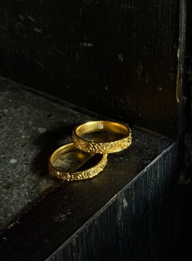 千夕足金999点钻纹理戒黄金戒指女款送女友七夕情人节生日礼物