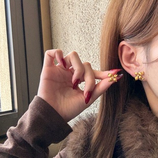 千夕 足金999兰花耳钉黄金耳环女七夕情人节新年生日礼物送女友