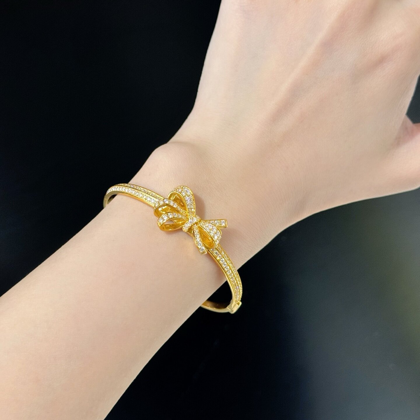千夕 足金999蝴蝶结手镯黄金手镯女款情人节生日礼物送女友老婆