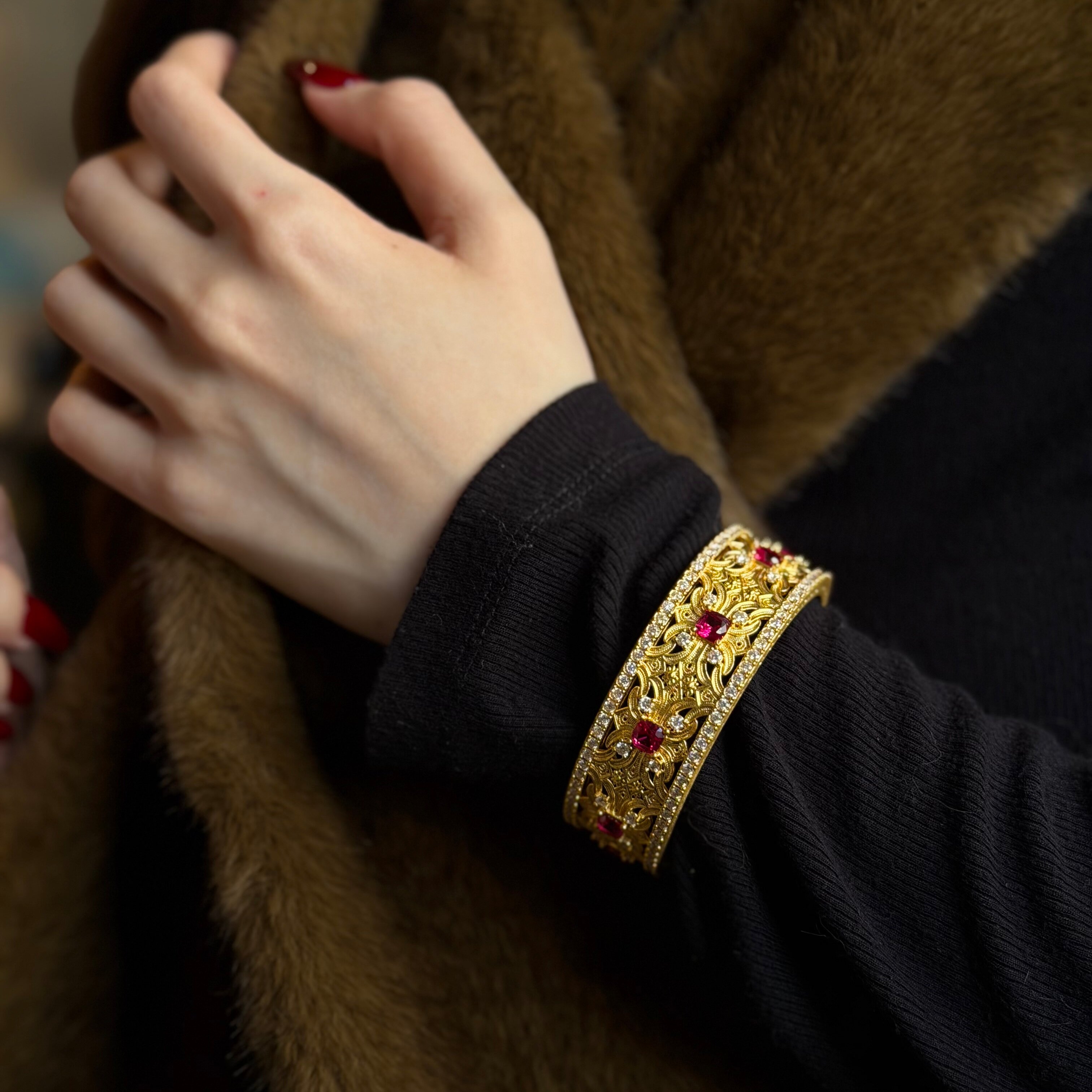 千夕 足金999昭容手镯黄金手镯女款情侣新年情人节生日礼物送女友