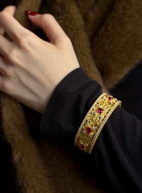 千夕 足金999昭容手镯黄金手镯女款情侣新年情人节生日礼物送女友