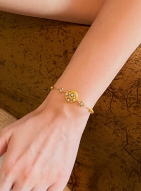 千夕 足金999鎏彩东方韵手链黄金手链女款情人节生日礼物送女友