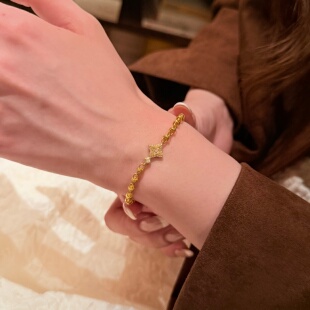 千夕 足金999四芒星手链黄金手饰女款七夕情人节生日礼物送女友