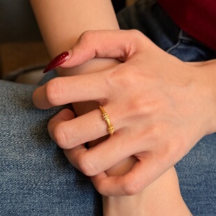 千夕 足金999 5D时来运转戒黄金戒指女款送女友情人节生日礼物