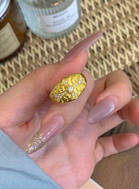 千夕足金9995D守护十字架黄金戒指女款送女友七夕情人节生日礼物