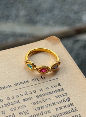 千夕 足金999浮光彩虹戒黄金戒指女款求婚情人节生日礼物送女友