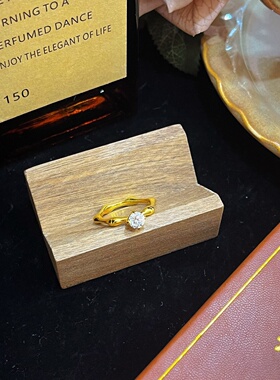 千夕足金9996D竹节钻戒黄金戒指女款送女友七夕情人节生日礼物