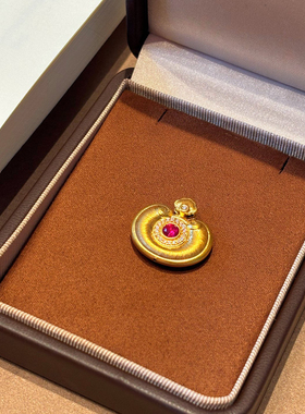 千夕 足金999鸿福元宝锁黄金吊坠春节情人节生日礼物送女友送长辈