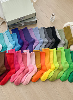 36色现代舞蹈练功袜男女加厚毛巾底吸汗透气防滑毛圈无骨长筒袜女