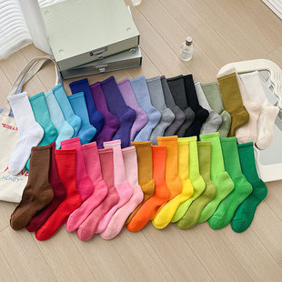 36色现代舞蹈练功袜男女加厚毛巾底吸汗透气防滑毛圈无骨长筒袜女