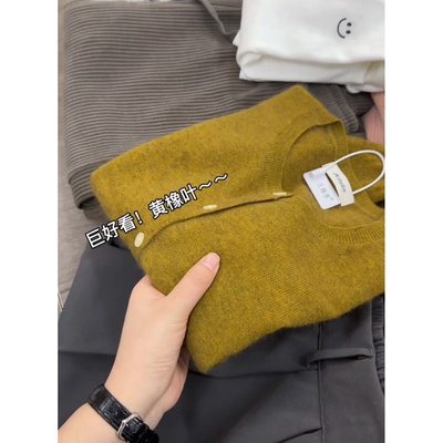 3016【巨好看黄橡叶开衫】新款气质毛衣外套宽松慵懒风女士上衣