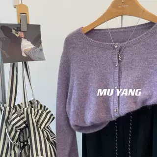 2028【温柔软糯金扣开衫】春新款韩版毛衣外套宽松慵懒风女士上衣