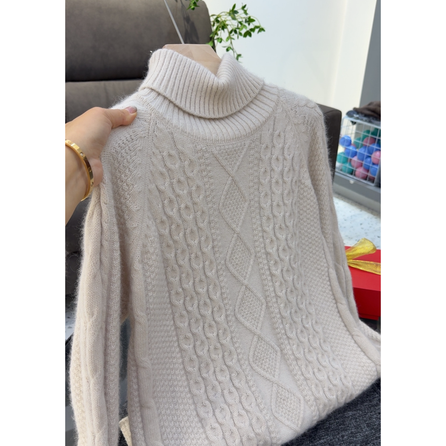 2325【高领菱形麻花毛衣】秋冬新款女士宽松韩版毛衣