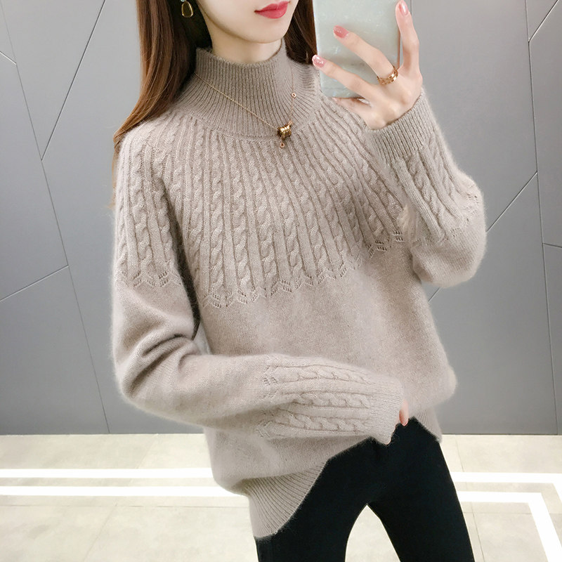 2213【太阳麻花毛衣】秋冬新款女士韩版半高领百搭针织衫