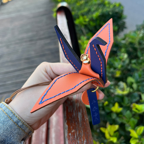 diy手工皮制平安千纸鹤车挂饰品学生团建手工材料包小礼品送朋友