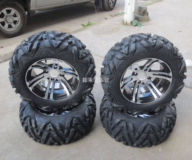 四轮摩托车配件 大悍马沙滩车卡丁车26X10-14寸A字花纹轮胎轮毂