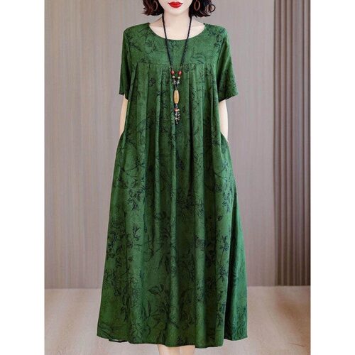 Cotton Silk Steamed Dress Women Plus Size Loose Summer