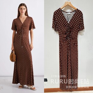 意大利正品代购Marella 26春夏 MLSTECA 女士修身波点短袖连衣裙