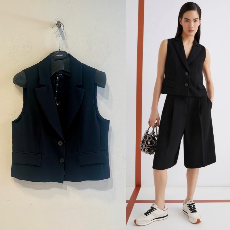 Marella单排扣通勤短款马甲