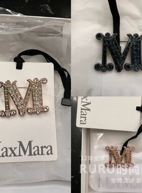 Maxmara时尚金属女士水钻胸针