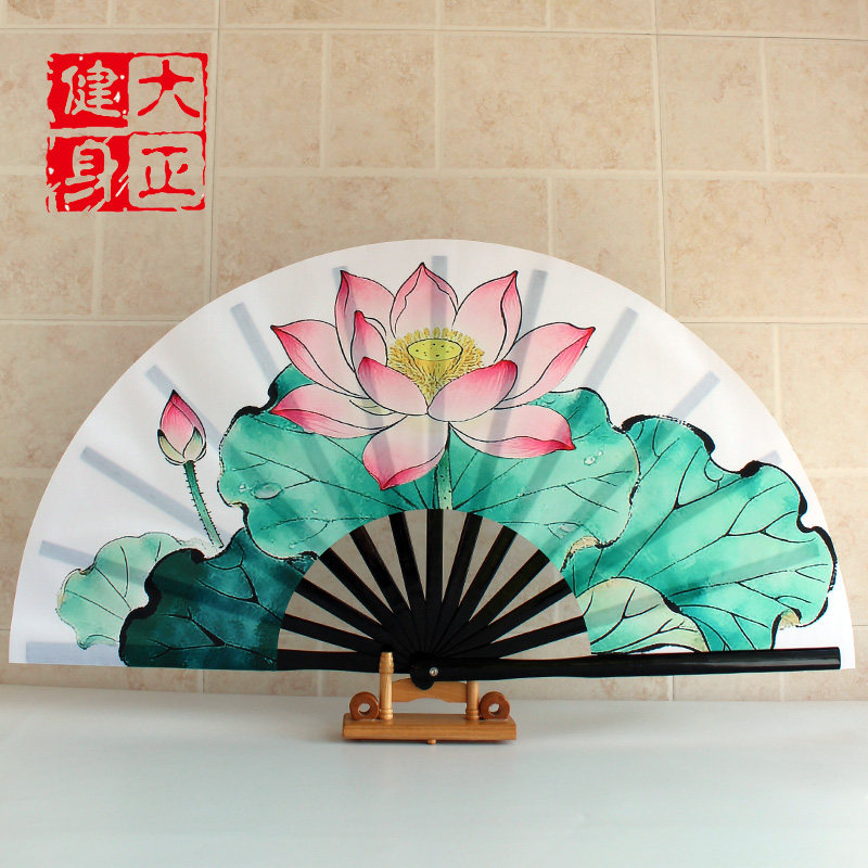 竹骨太极扇精选荷花扇步步生莲国风舞蹈扇子晨练扇功夫扇武术响扇
