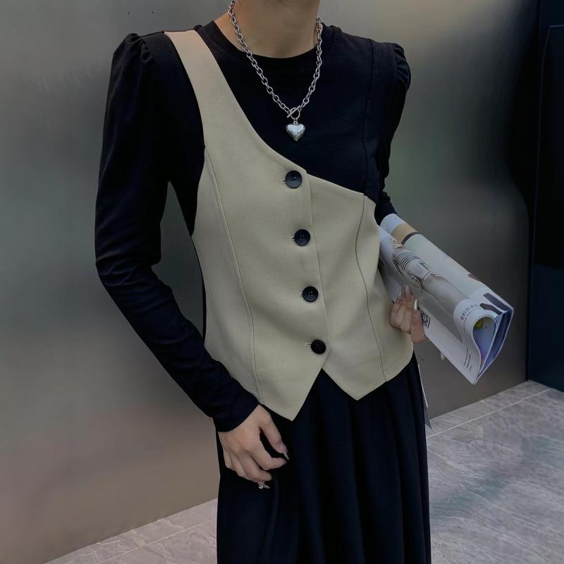 显瘦女休闲长袖撞色T恤