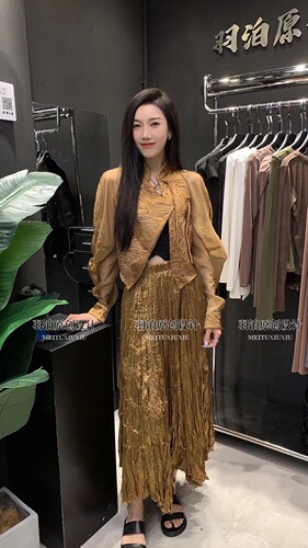 欧洲站2024春夏新款拼接网纱新中式衬衫女国风盘扣防晒外套上衣潮