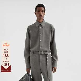 SANDER 衬衫 25FW 开织羊毛多孔铆钉领长袖 男士 JIL