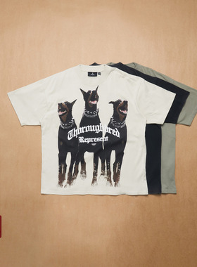 REPRESENT SS25 春夏百搭日常恶犬字母logo印花短袖T恤男女同款