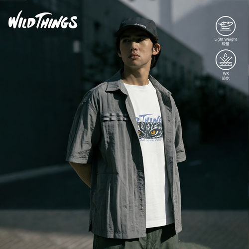 户外轻量尼龙多口袋短袖衬衫