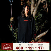 PLEASURES 全棉撞色高街设计感 T恤男女同款 袖 管火焰图案刺绣长袖