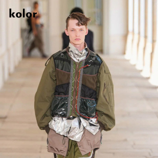 KOLOR 阿部润一26春夏新品 撞色拼接反光夹克户外机能多袋耐磨