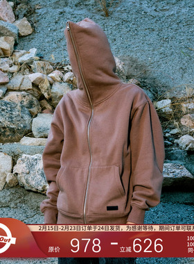 PLEASURES  满版异形图案印花连帽卫衣男高街拉绒拉链全封闭帽衫